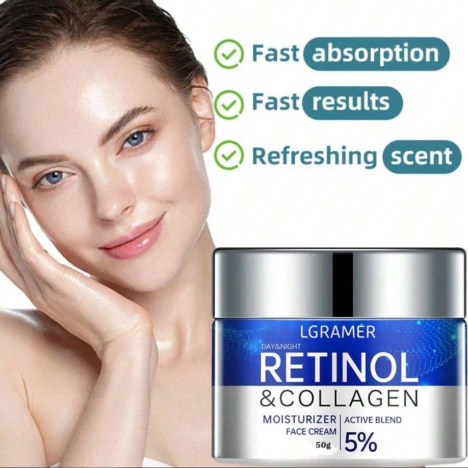 50g Lgramer Retinol Wrinkle Cream, Anti-Aging, Firming, Lifting, Moisturizing, Brightening, Skincare Cosmetic