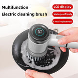 Electric Rotary Floor Scrubber, 6 Cordless Cleaning Brushes with Replaceable Cleaning Heads, Powerful Shower Floor Scrubber for bathrooms, bathtubs, Tiles, and Floors