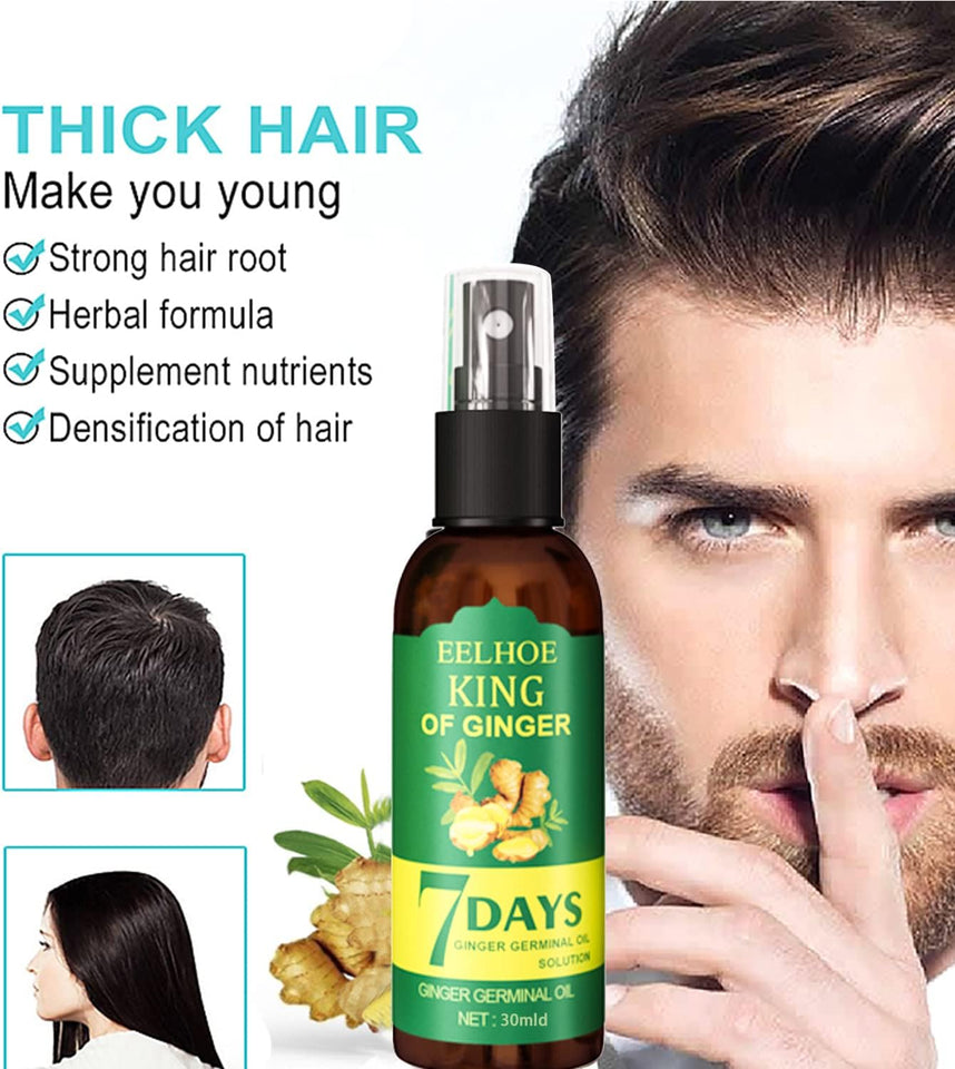 4Boxs 7 Days Ginger Hair Growth Oil Spray, Germinal Serum Essence Oil, Supports Healthy Hair, Thinning Treatment Hair Growth Oil for Women & Men 30ML, 1.01 Fl oz/1 Box