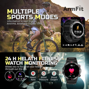 Smart watch with AMOLED Always On Display Smartwatches for men, BT Calling Waterproof Fitness Watch with Heart Sleep Monitor for Android iOS (Black)