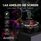 Smart watch with AMOLED Always On Display Smartwatches for men, BT Calling Waterproof Fitness Watch with Heart Sleep Monitor for Android iOS (Black)